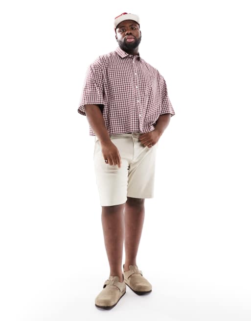 ASOS DESIGN - Chemise oversize raccourcie à carreaux - Bordeaux, 2 de 4