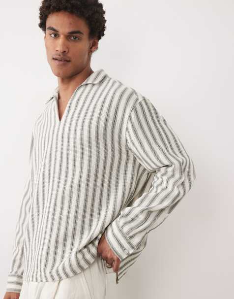 ASOS DESIGN - Chemise oversize rayée à enfiler - Noir et blanc - view 1