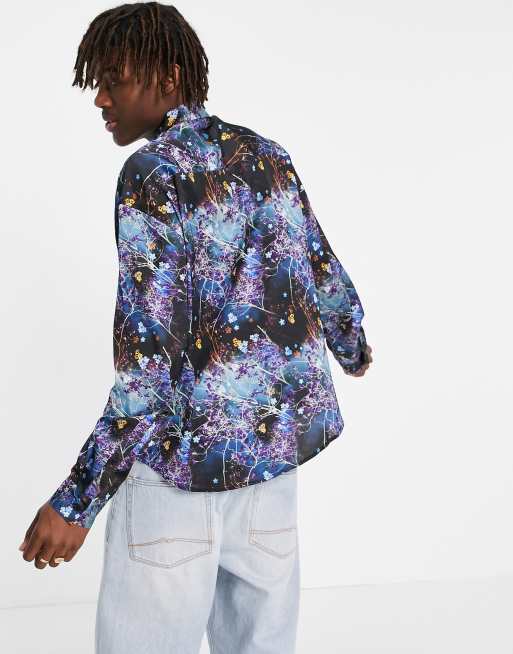 ASOS DESIGN - Chemise oversize style année 90 en satin à imprimé floral cosmique, 2 de 4