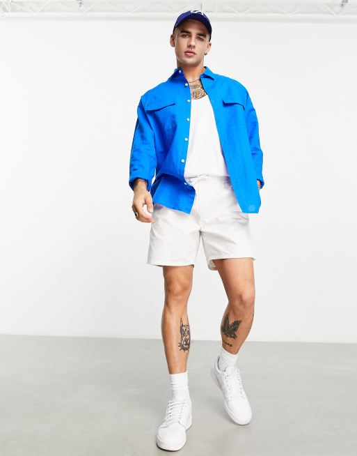ASOS DESIGN Chemise oversize style années 90 en lin mélangé avec