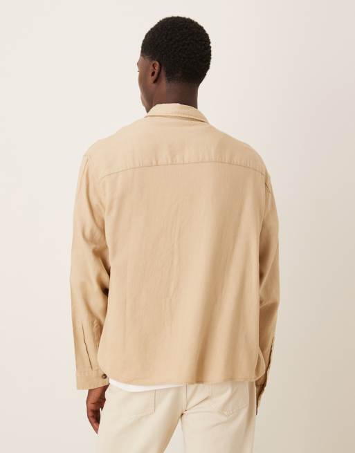ASOS DESIGN - Chemise oversize texturée avec poche - Beige, 3 de 5