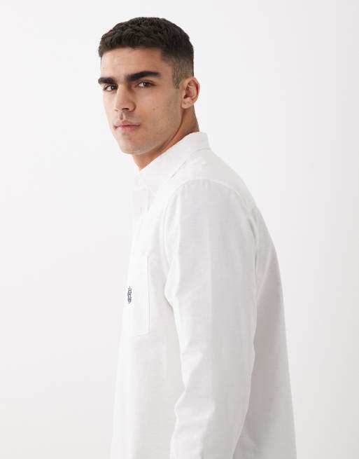 ASOS DESIGN - Chemise Oxford classique avec broderie sur la poitrine - Blanc, 4 de 5