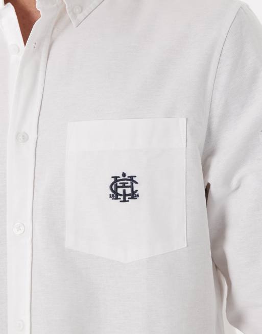 ASOS DESIGN - Chemise Oxford classique avec broderie sur la poitrine - Blanc, 5 de 5