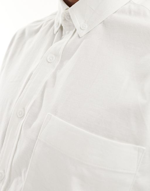 ASOS DESIGN - Chemise Oxford décontractée à manches courtes - Blanc, 4 de 4
