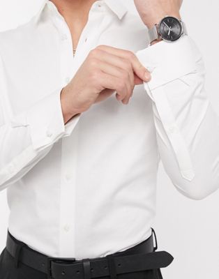 Homme Chemise Oxford habillée à coupe ajustée - Blanc