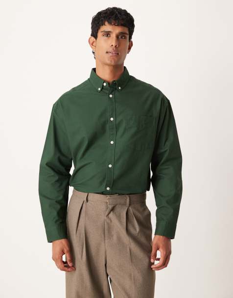 ASOS DESIGN - Chemise Oxford oversize style années 90 - Vert - view 1