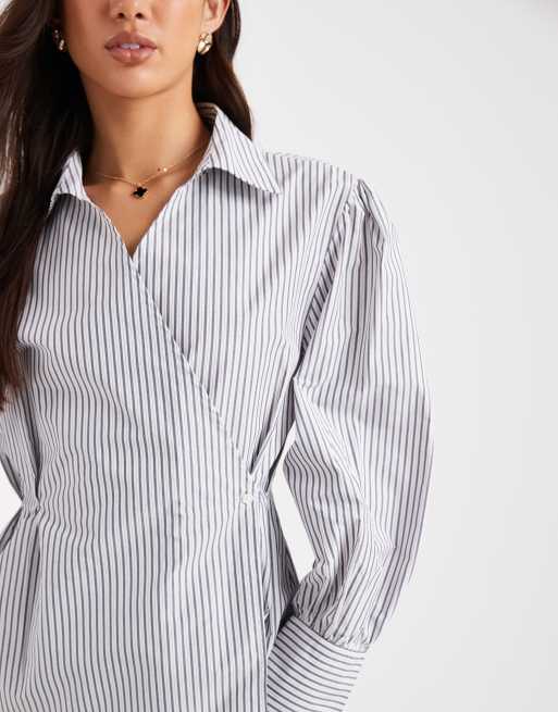 ASOS DESIGN - Chemise portefeuille avec rayures - Gris, 3 de 4
