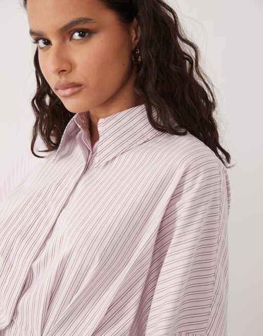 ASOS DESIGN - Chemise rayée à taille plissée - Rose, 3 de 4