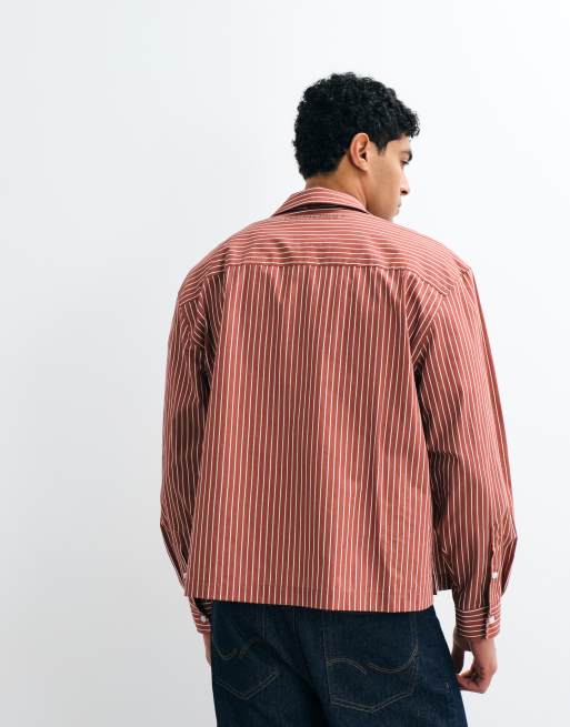 ASOS DESIGN chemise rayée oversize coupe carrée avec imprimés placés rouge, 5 de 5