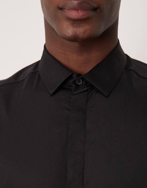 ASOS DESIGN - Chemise slim en satinette - Noir , 4 de 4