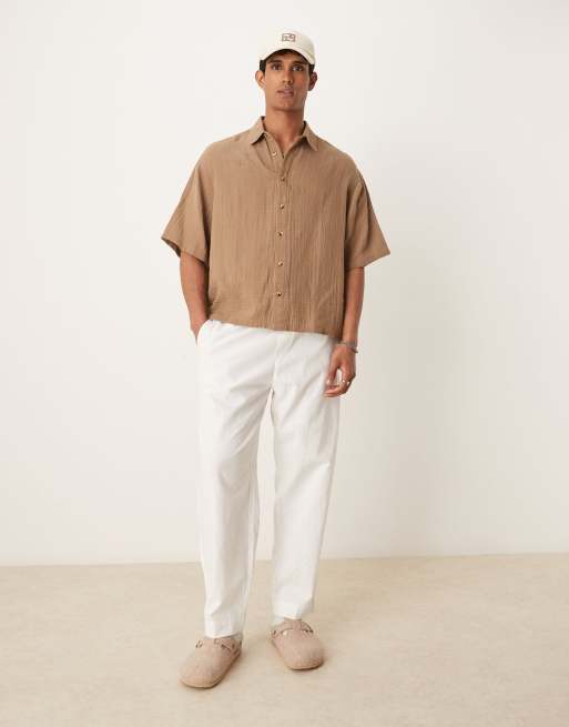 ASOS DESIGN - Chemise standard en gaze texturé - Marron, 2 de 4