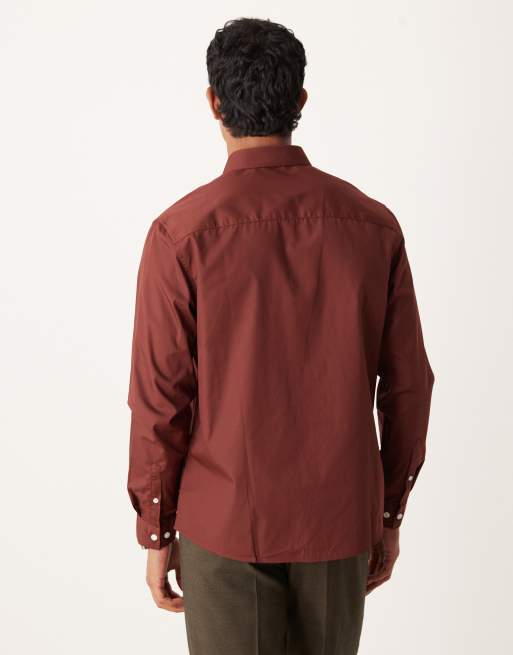 ASOS DESIGN - Chemise standard en popeline - Bordeaux, 5 de 5
