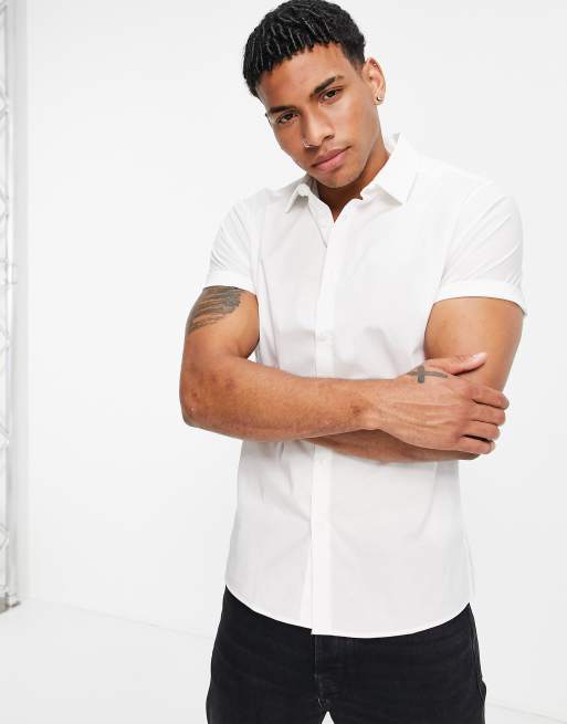 ASOS DESIGN - Chemise stretch coupe skinny - Blanc, 3 de 4