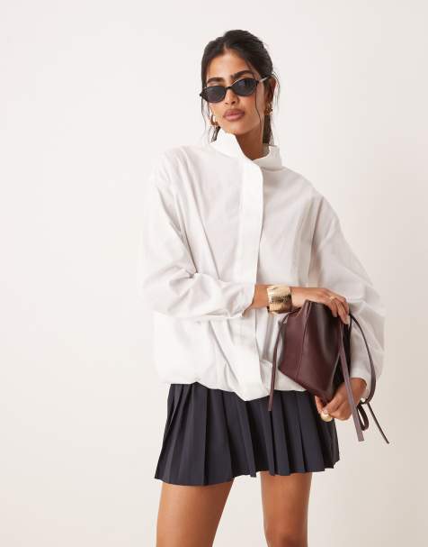 ASOS DESIGN - Chemise style sport à col cheminée - Blanc - view 1