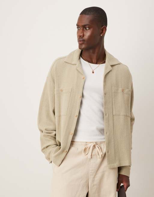 ASOS DESIGN - Chemise texturée à coupe carrée oversize - Vert