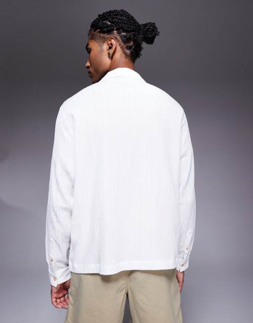 ASOS DESIGN - Chemise texturée coupe carrée avec col à revers - Blanc, 4 de 4