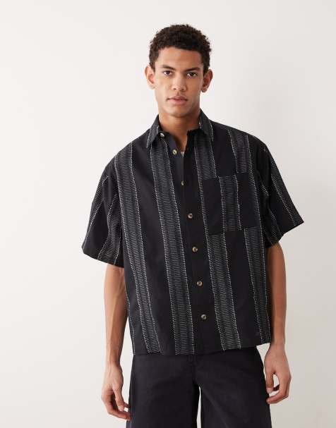 ASOS DESIGN - Chemise texturée coupe carrée oversize - Noir - view 1