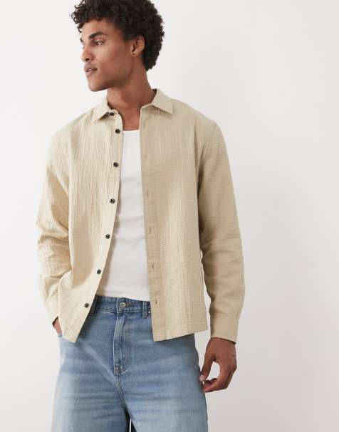 ASOS DESIGN - Chemise texturée coupe classique - Beige - view 1
