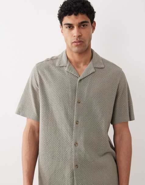 ASOS DESIGN - Chemise texturée oversize avec col à revers - Kaki - view 1