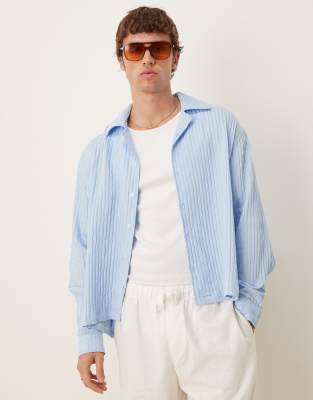 ASOS DESIGN - Chemise transparente à rayures avec manches longues - Bleu pâle