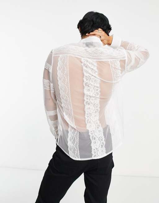 Chemise discount blanche transparente