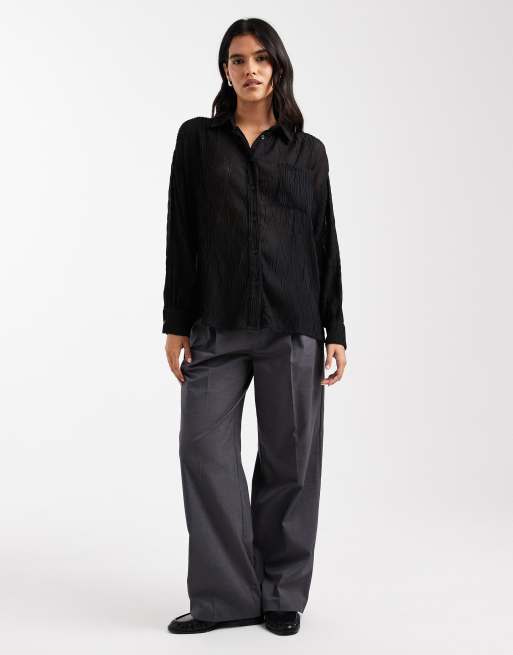 ASOS DESIGN - Chemise transparente effet froissé - Noir, 2 de 4