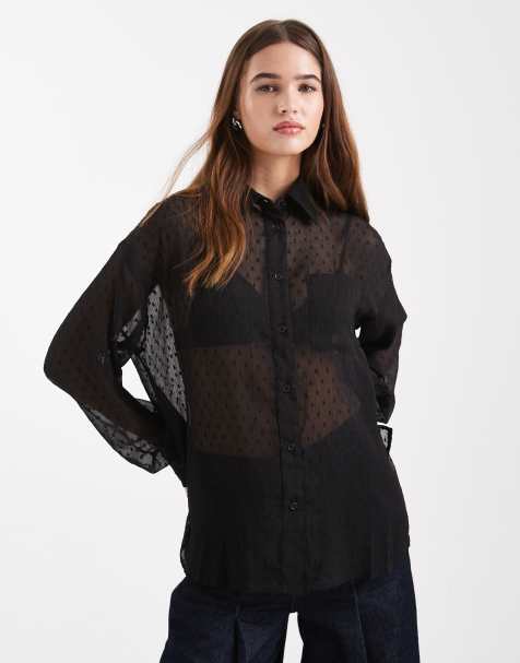 ASOS DESIGN - Chemise transparente en plumetis - Noir - view 1