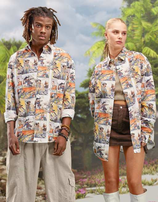 ASOS DESIGN - Chemise unisexe oversize style années 90 à imprimé bande dessinée Horizon, 4 de 4