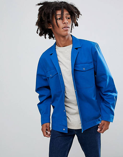 ASOS DESIGN - Chemise workwear oversize avec col à revers - Bleu