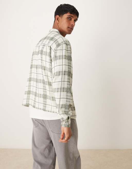 ASOS DESIGN - Chemise zippée oversize coupe carrée à carreaux - Neutre délavé, 4 de 4