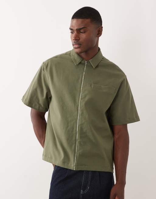 ASOS DESIGN - Chemise zippée oversize - Kaki, 5 de 5