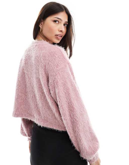 ASOS DESIGN chenille cardigan in pink