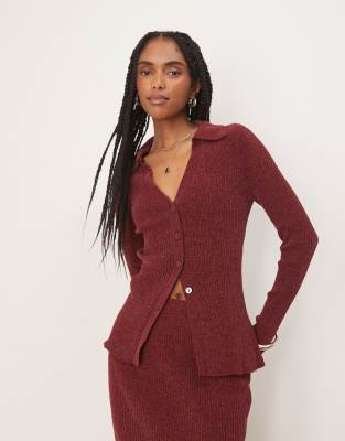 Asos Design Chenille Longline Collared Cardigan In Multi