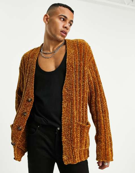 ASOS DESIGN – Chenille-Strickjacke in Hellbraun - view 1