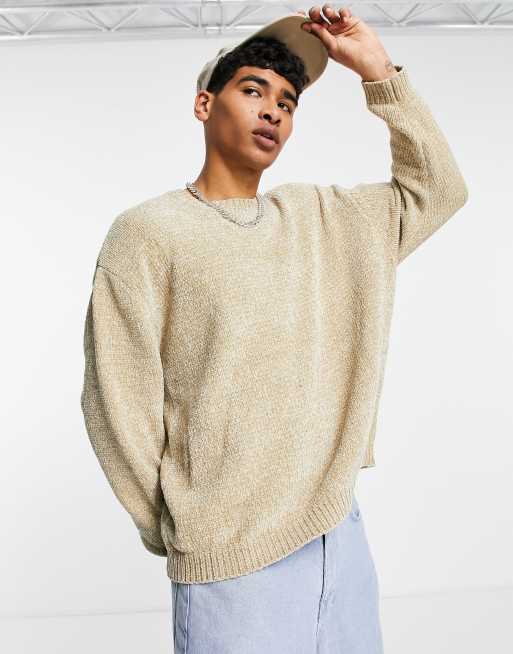 ASOS DESIGN – Chenille-Strickpullover in Hafer