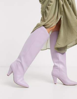 lilac over the knee boots