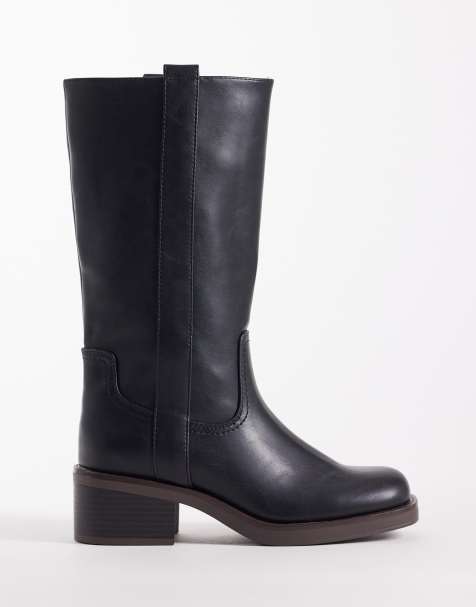 ASOS DESIGN Cherry pull on trucker boots in black - view 1