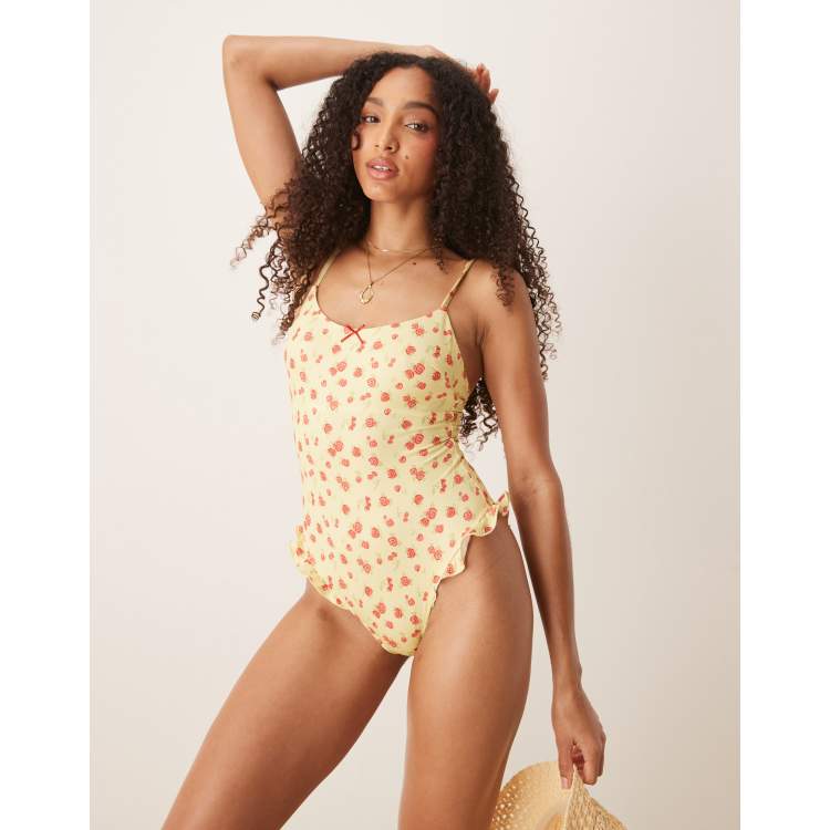 Costume da bagno intero floreale retrò Bikini in tre pezzi da