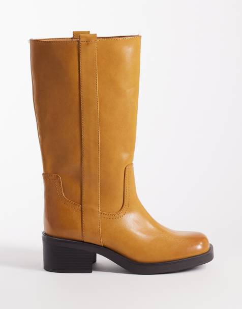 ASOS DESIGN – Cherry – Trucker-Stiefel in Hellbraun - view 1