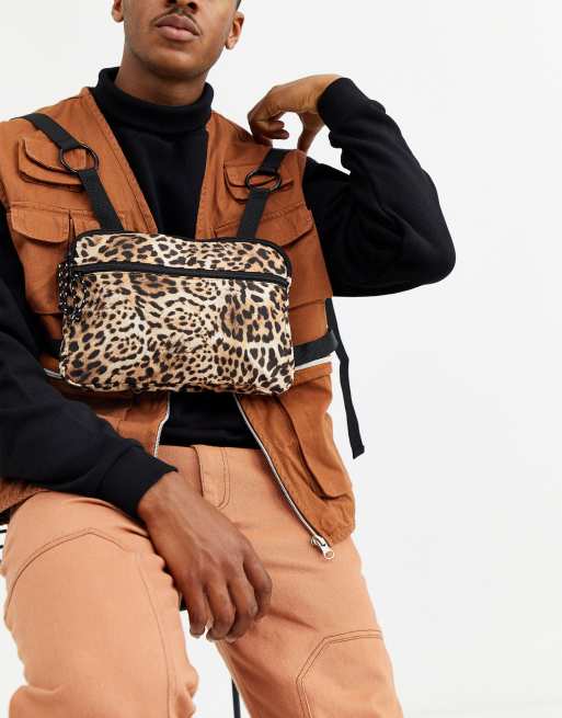 Leopard Pattern Chest Bag, Zipper Fanny Pack, Waist Bag Phone Bag