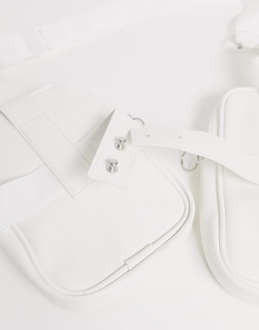 China Custom White Leather Small Mens Crossbody Harness Chest Bag
