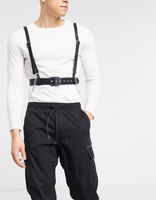 ASOS Design Chest Harness with Hanging Chains in Black