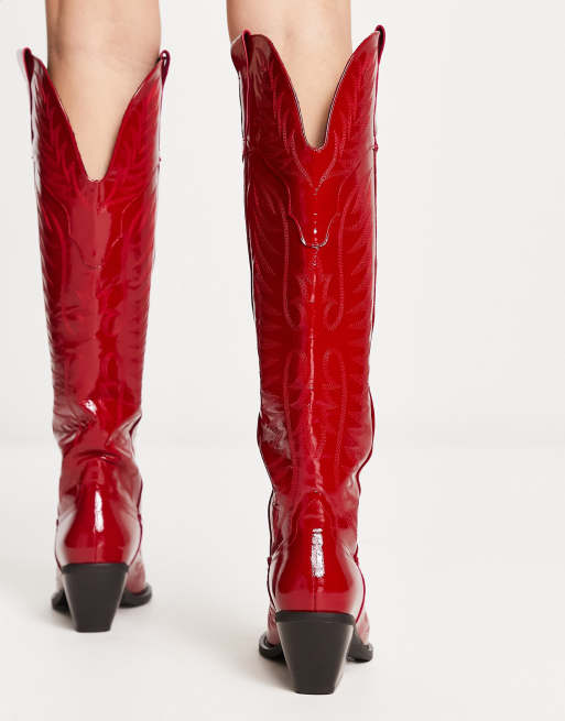 Red patent leather cheap cowboy boots