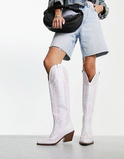 Knee High & Long Boots | Leather Flat Knee High Boots | Asos
