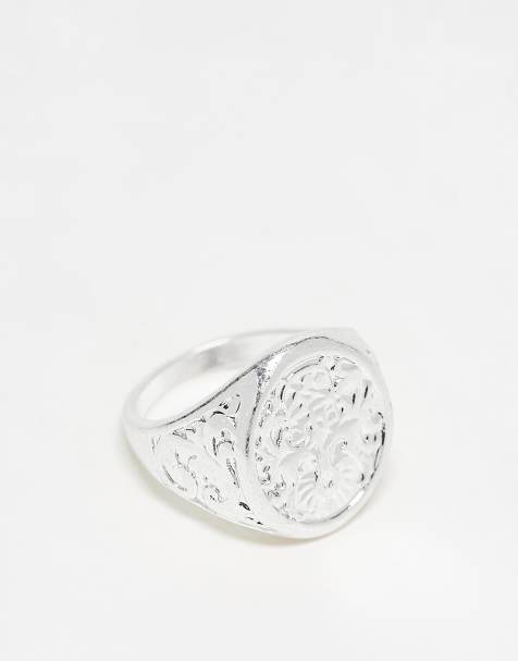ASOS DESIGN - Chevalière à motif pièce embossé - Argenté - view 1