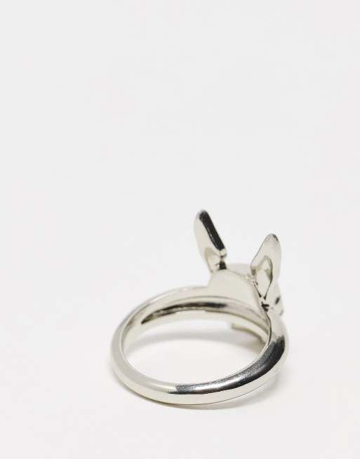 ASOS DESIGN - Chevalière avec tête de mort et oreilles de lapin - Argenté, 4 de 4