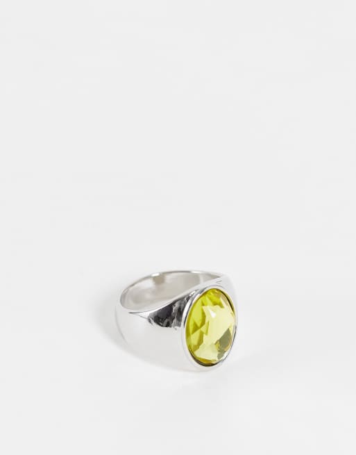 ASOS DESIGN - Chevalière pour petit doigt avec pierre jaune