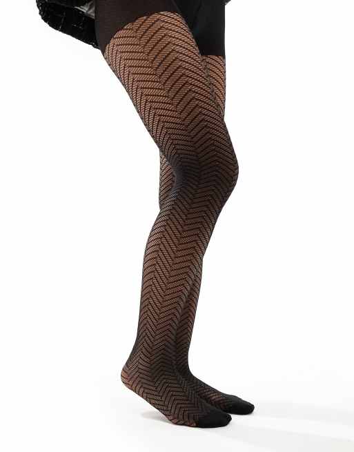 Eye Candy Chevron-herringbone Chevron Multi Color Black Leggings