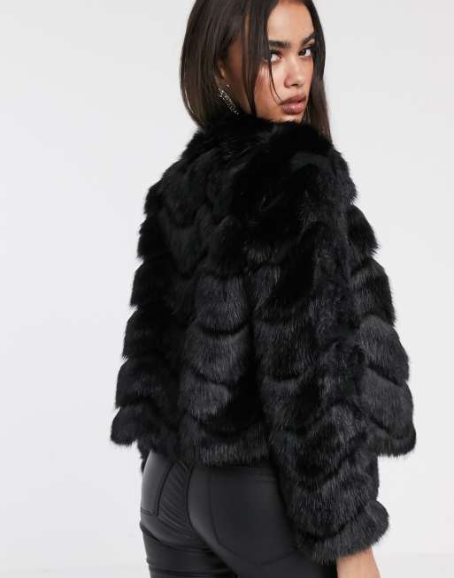 Asos design textured store faux fur coat