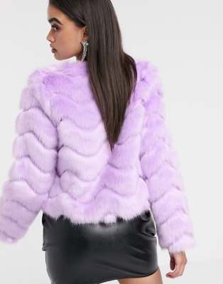 asos design textured faux fur coat